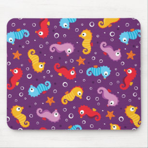 Mousepad Padrões sem costura para cavalos marinhos