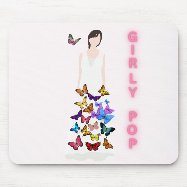 Mousepad Pads de rato borboleta pop feminino (Frente)