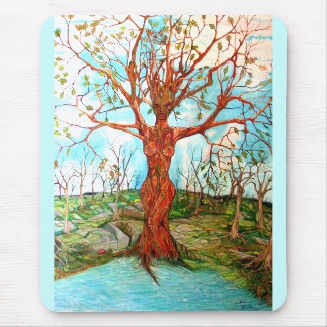 Mousepad Pagan Dryad Tree Goddese Wiccan Nature Art (Frente)