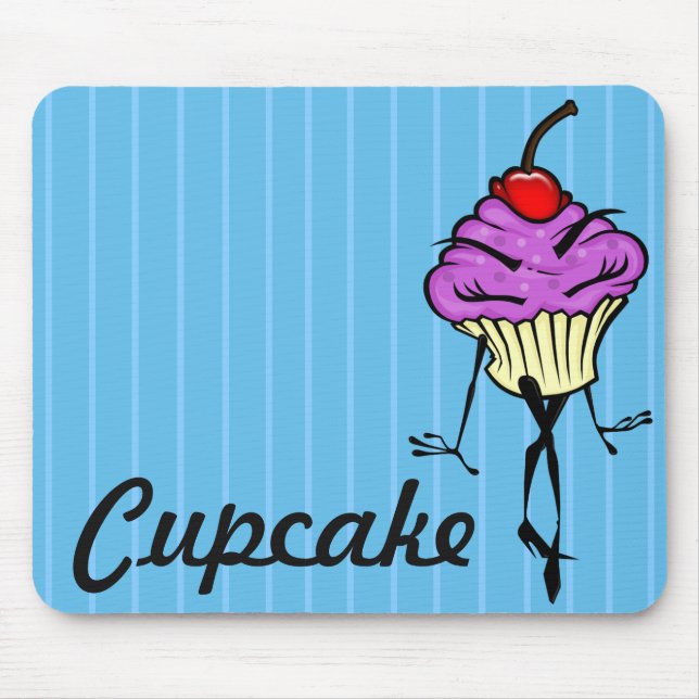 MOUSEPAD PÁGINA DE MOUSE ESTRIPADA COM CUPCAKE DE CARTONAGE (Frente)