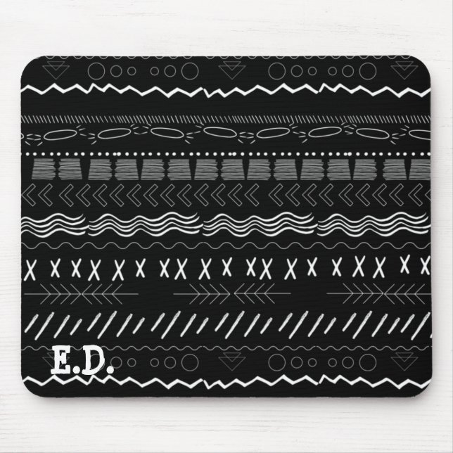 MOUSEPAD PÁGINA DO MOUSE DE LINHAS TRIBAIS (B&W) (Frente)