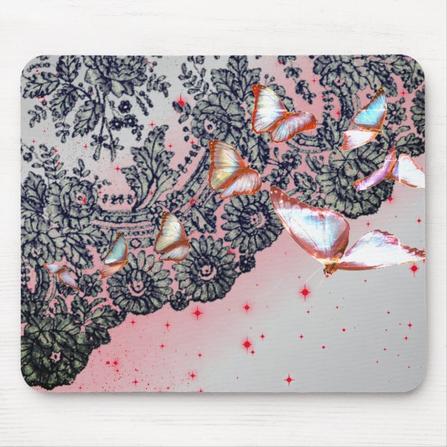 MOUSEPAD PÁGINA DO MOUSE DE PADRÃO DE LACE ANTICO PRETO (Frente)