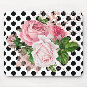 Mousepad PÁGINA rosa FLORAL DE MOUSE DE ARCO PRETO