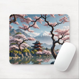 Mousepad Pagoda Japonês e Blossomas de Cereja
