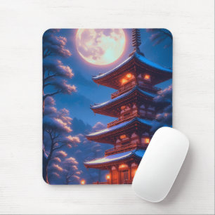 Mousepad Pagode Mística Sob o Céu Lunar