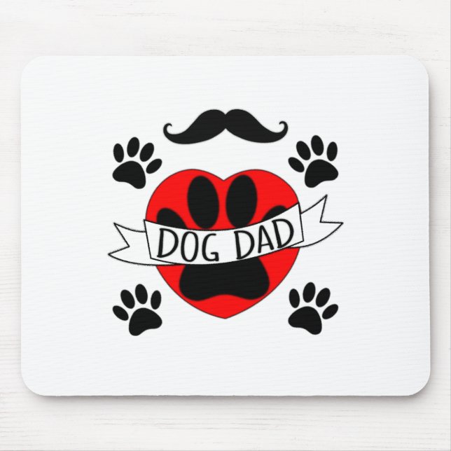 Mousepad Pai Cão E Desenho Coração Vermelho (Frente)