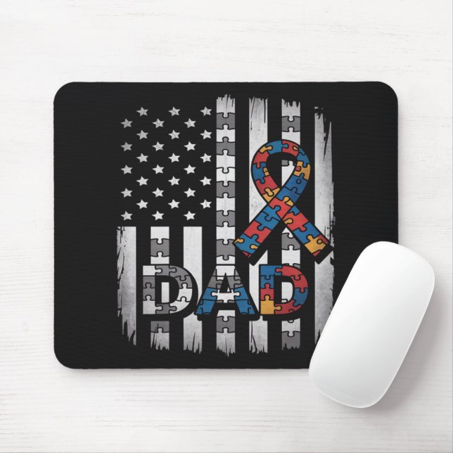 Mousepad pai com consciência do autismo bandeira dos eua di (Com mouse)