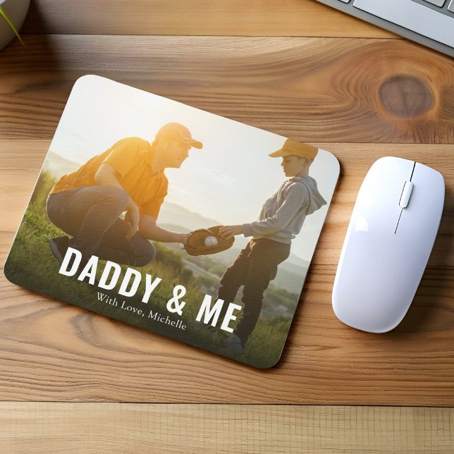 Mousepad Pai da família moderna e eu personalizados (Daddy and Me custom mouse pad.)
