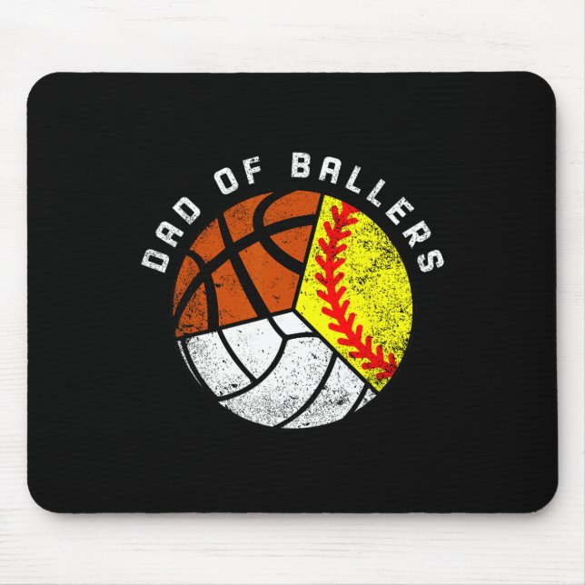 Mousepad Pai De Ballers Diversão De Voleibol De Softball (Frente)