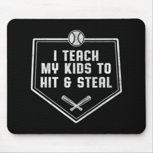 Mousepad Pai de beisebol - Ensino meus filhos a bater e rou