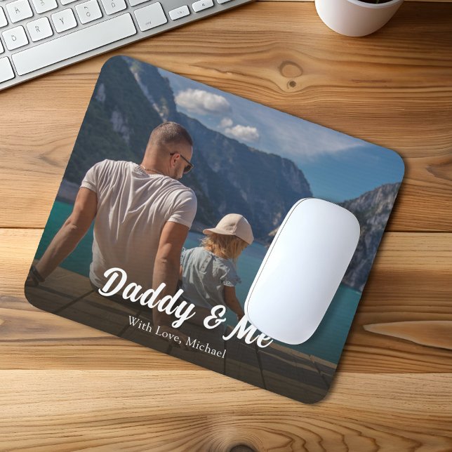 Mousepad Pai de Fotografia Moderna da Família e Personaliza (Daddy and me custom personalized mouse pad)