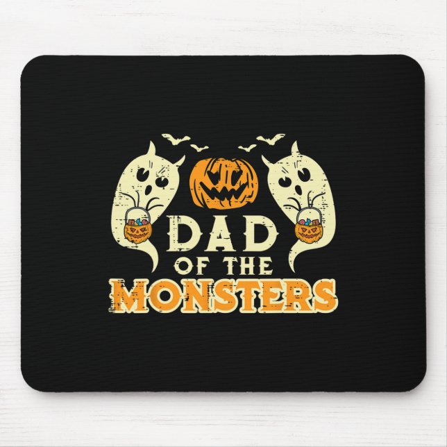 Mousepad Pai De Halloween De Monstros Engraçados Figurinos  (Frente)