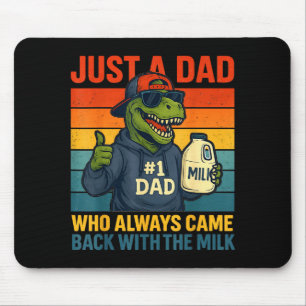 Mousepad Pai Dinossauro Piada de Leite Retro Engraçado Dia