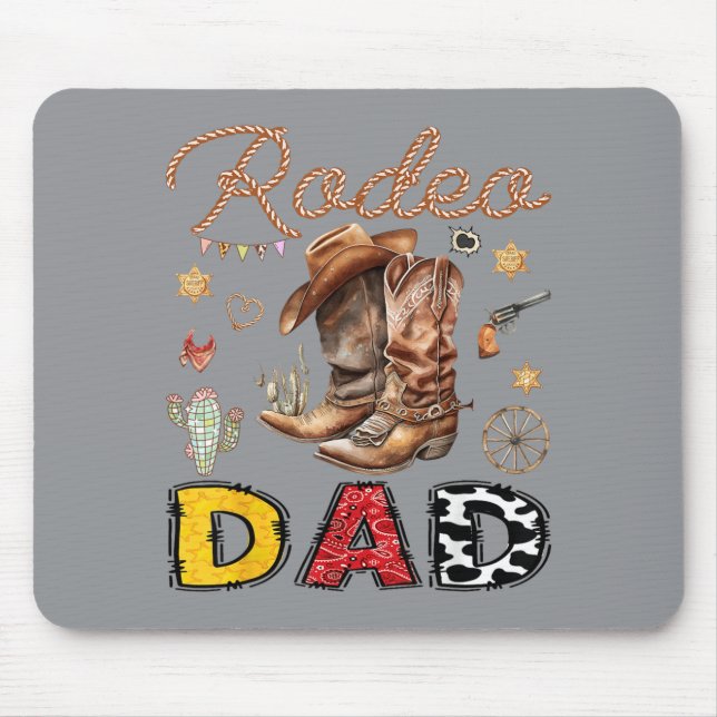 Mousepad Pai do Rodeio Caubói Ocidental Festa de Aniversári (Frente)