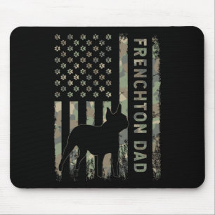 Mousepad Pai Francês Buldogue Boston Terrier Camo Usa Flag