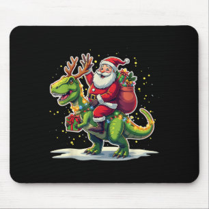 Mousepad Pai Natal montado em Dinossauro T Rex Veado Luzes