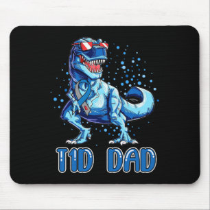 Mousepad Pai T1D Tipo 1 Diabetes Fita T Rex Dinossauro