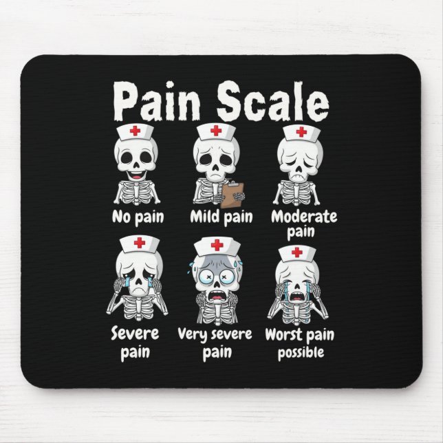 Mousepad Pain Scale Cute Nurse Skeleton Halloween Trauma Fu (Frente)
