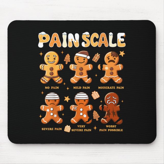 Mousepad Pain Scale Funny Gingerbread Man Christmas Nurse H (Frente)
