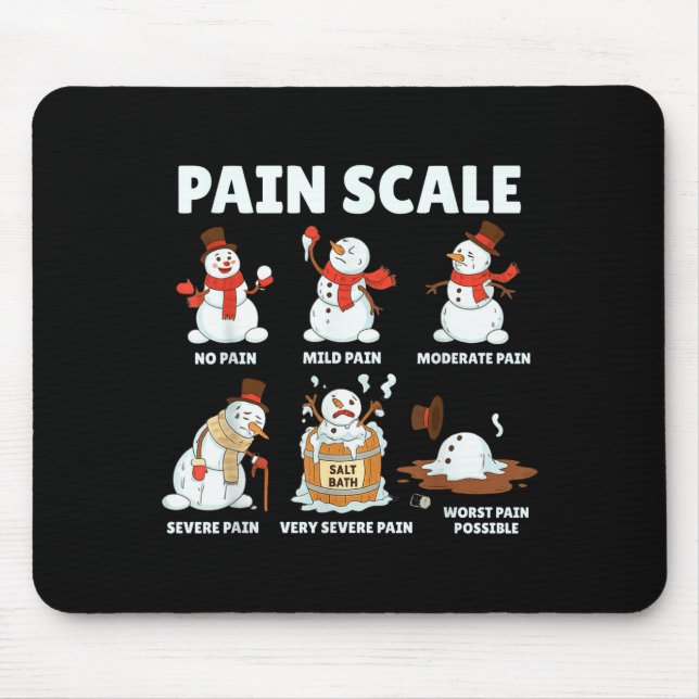 Mousepad Pain Scale Snowman Xmas Funny Nurse Christmas Icu  (Frente)