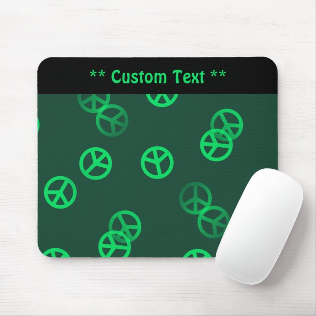 Mousepad Painel de Mouse Verde com Sinal de Paz com Texto P (Com mouse)