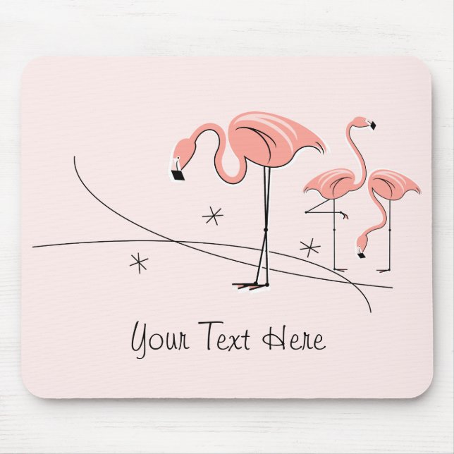 Mousepad Painel de voz "Texto", Cor-de-rosa Flamingos Trio  (Frente)