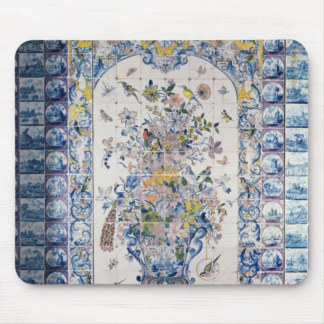 Mousepad Painel do azulejo de Delft do banheiro (Frente)