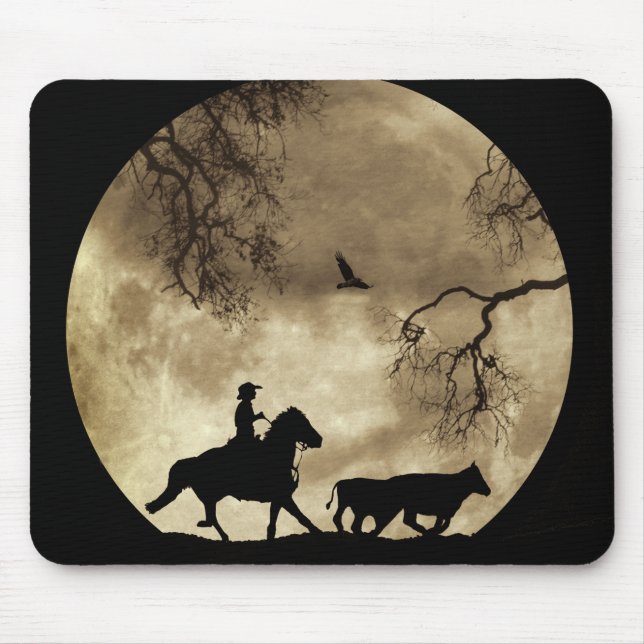 Mousepad País Ocidental Cowboy Grande Lua (Frente)