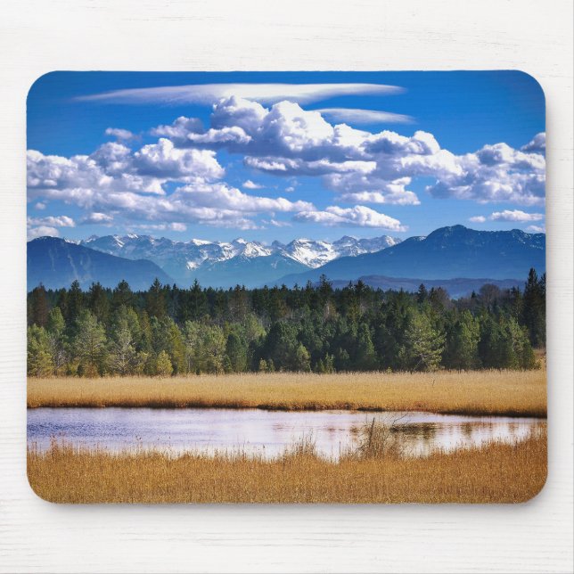 Mousepad Paisagem alpina das montanhas cénicos (Frente)