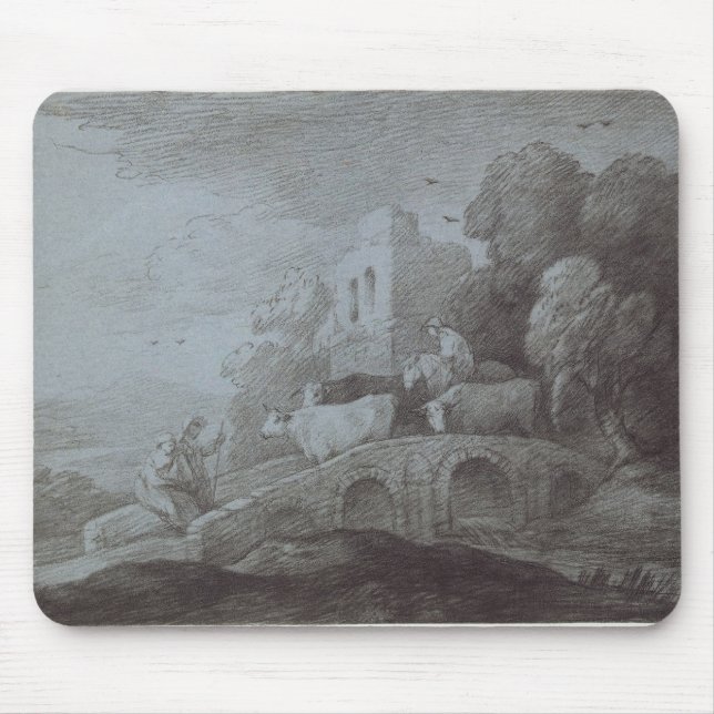 Mousepad Paisagem arborizada de Thomas Gainsborough | com (Frente)