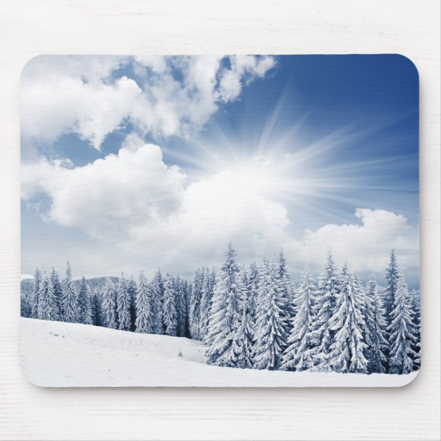 Mousepad Paisagem bonita do inverno com neve (Frente)