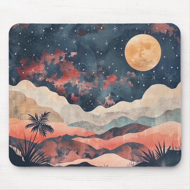 Mousepad Paisagem Celestial Boho Deserto Índigo Cobre (Frente)