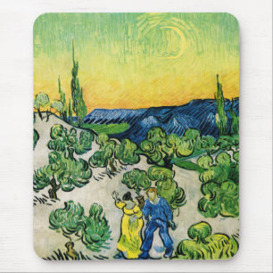 Mousepad Paisagem com Casal Caminhando de Vincent van Gogh