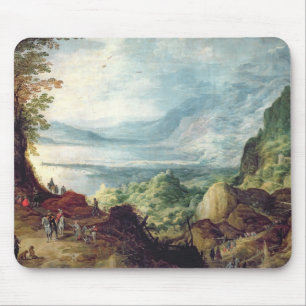 Mousepad Paisagem com mar e montanhas (óleo em canvas)