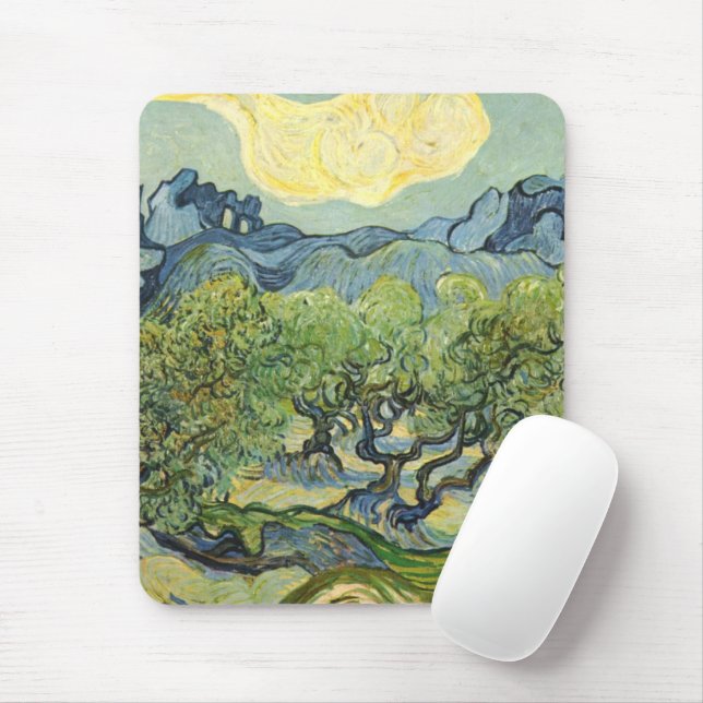 Mousepad Paisagem com Olive Vincent Willem van Gogh (Com mouse)