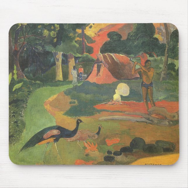 Mousepad Paisagem com Peacocks por Paul Gauguin (Frente)