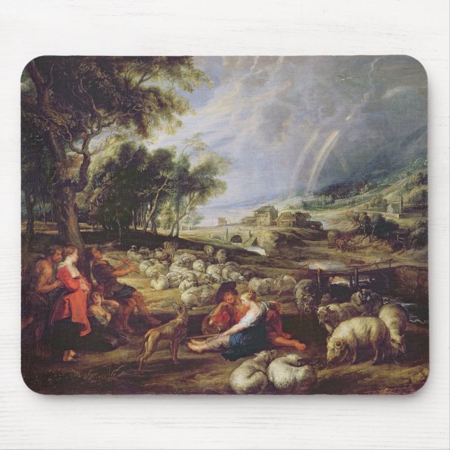 Mousepad Paisagem com um arco-íris (Frente)