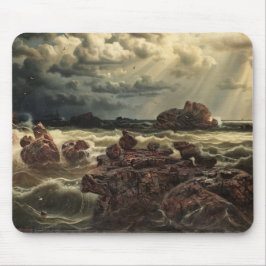 Mousepad Paisagem Costeira com Navios no Horizonte