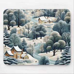 Mousepad Paisagem da Aldeia de Inverno