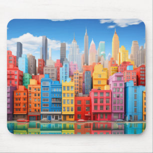 Mousepad Paisagem da Cidade Conceito Abstrato Cena Colorida