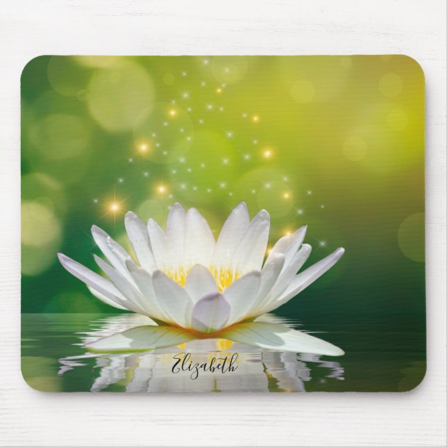 Mousepad Paisagem da Flor de Lótus Branco, Zen (Frente)