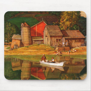 Mousepad Paisagem da lagoa da fazenda pelo hidromel