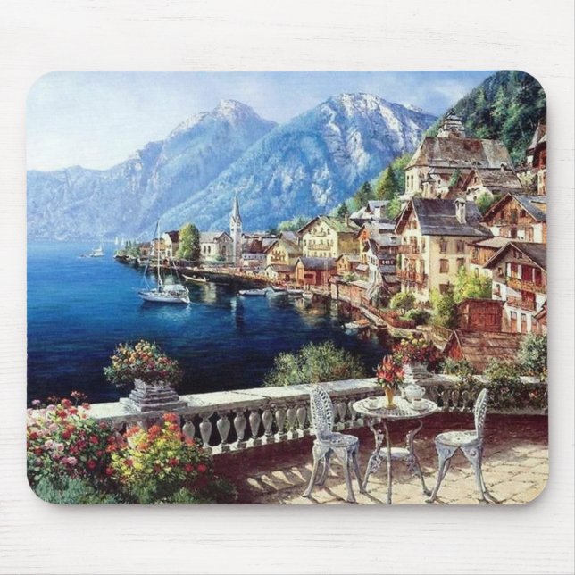 Mousepad Paisagem das Montanhas Costeiras em Belas Artes (Frente)