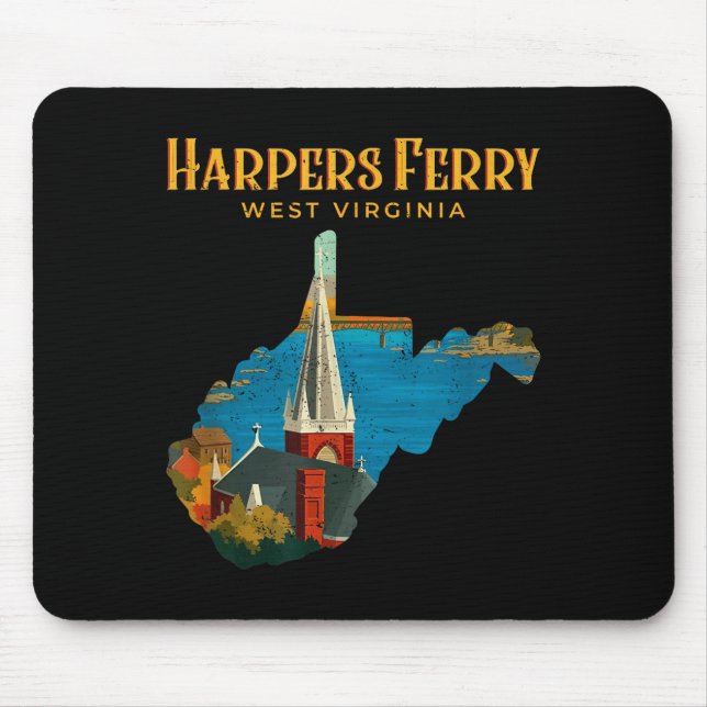 Mousepad paisagem de harpers ferry virgínia ocidental mapa  (Frente)