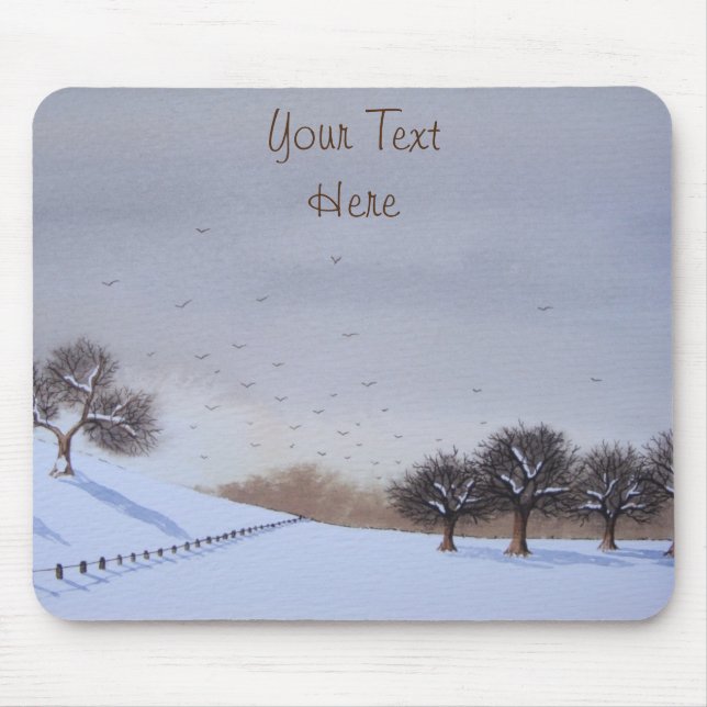 Mousepad Paisagem de neve rural russa do inverno (Frente)