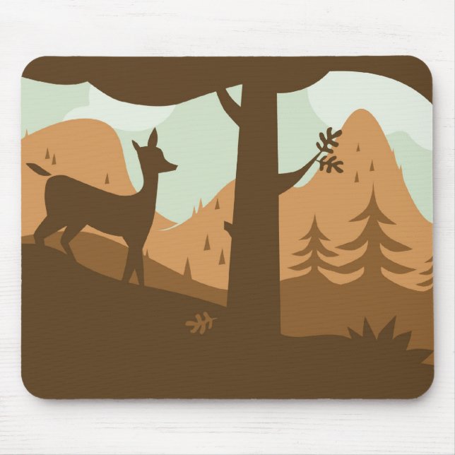 Mousepad Paisagem de outono com Veado (Frente)