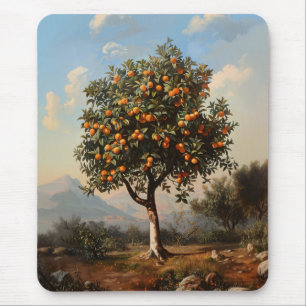 Mousepad Paisagem de Paisagem de Árvore Laranja Vintage