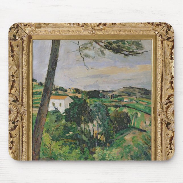Mousepad Paisagem de Paul Cezanne | com telhado vermelho ou (Frente)
