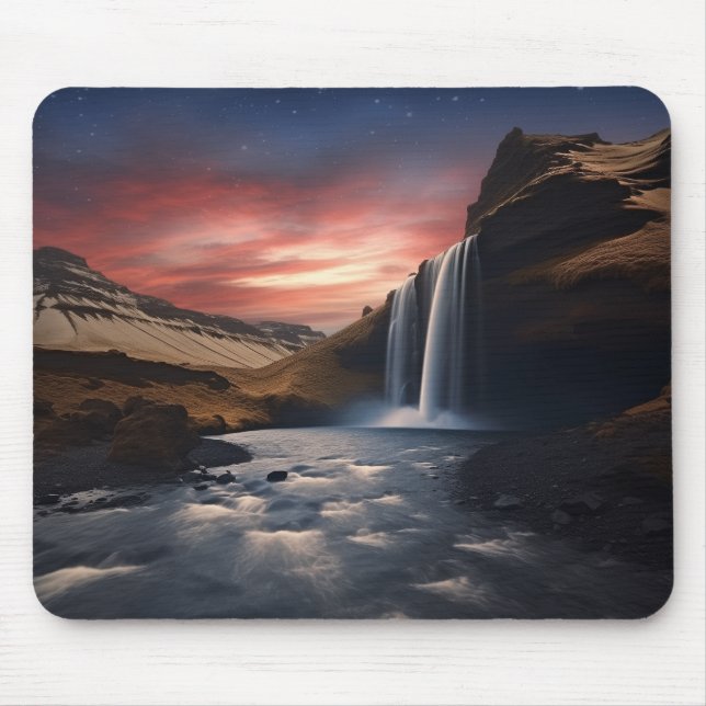 Mousepad paisagem de queda d'água na Islândia (Frente)