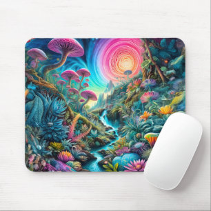 Mousepad Paisagem de Sonhos Psicodélicos Encantados